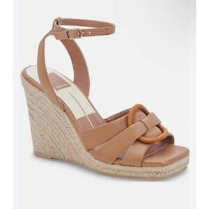 Dolce Vita Maze Espadrille Wedge Sandals Tan Luggage Leather Size 9 Boho